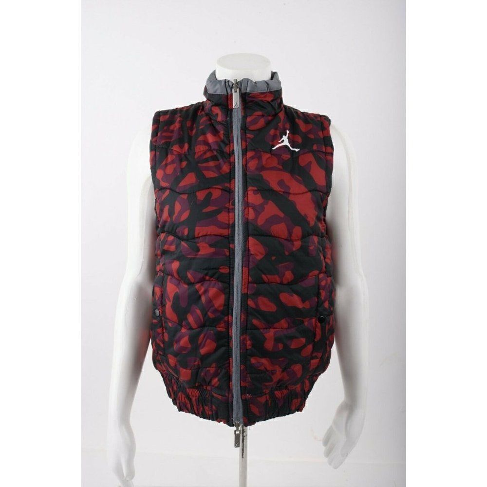 Jordan Fly Kids Vest Jacket Size M 10-12 yrs Gray Red Black Camo Reversible